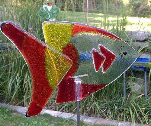 Gartendekoration Gartenstecker Glas Fisch Design Olga -  Fusing Glas und Metall